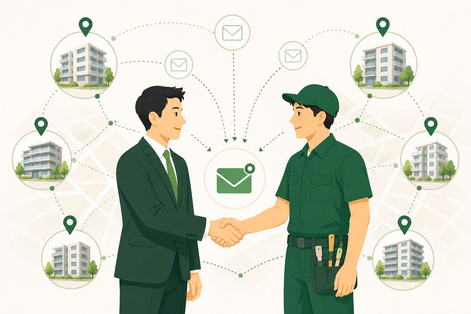 退去立会い代行会社とつながるイメージ